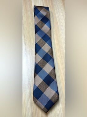 Bespoke Blue and Brown Plaid Tie